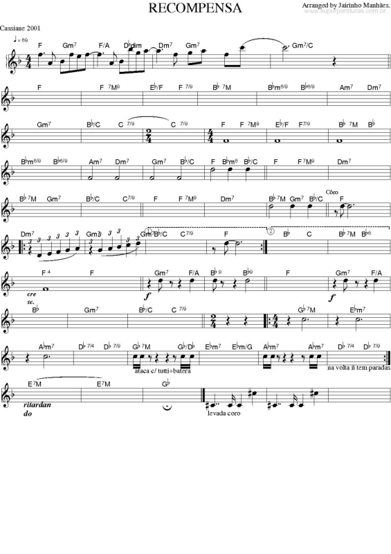 Partitura da música O Tempo não Pode Apagar
