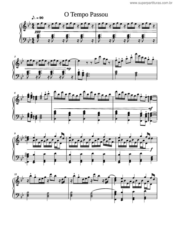 Partitura da música O Tempo Passou v.2