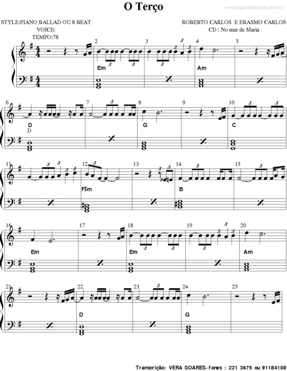 Partitura da música O Terço