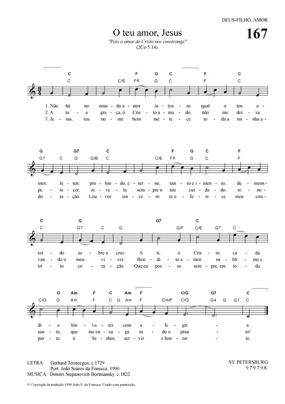 Partitura da música O Teu Amor Jesus