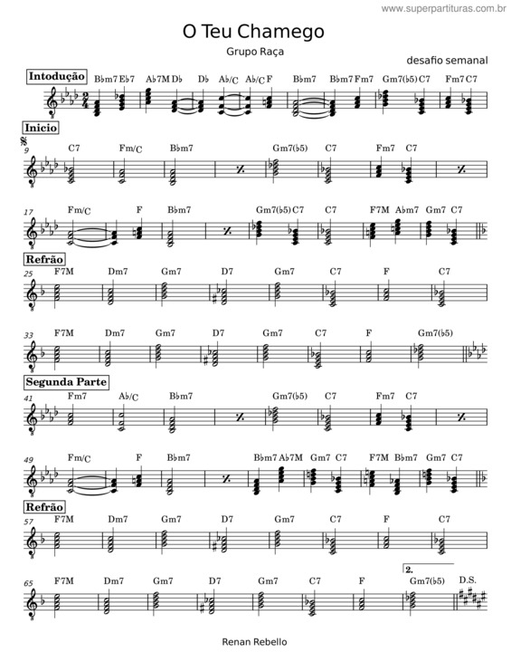 Partitura da música O Teu Chamego
