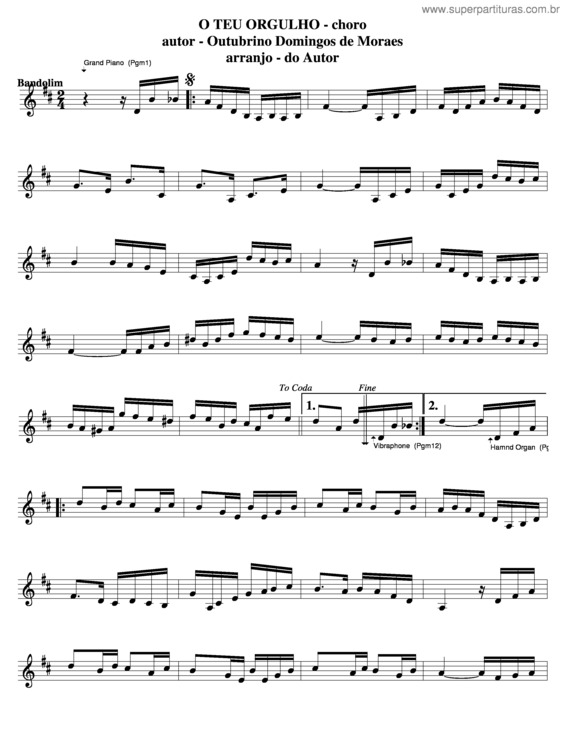 Partitura da música O Teu Orgulho v.3