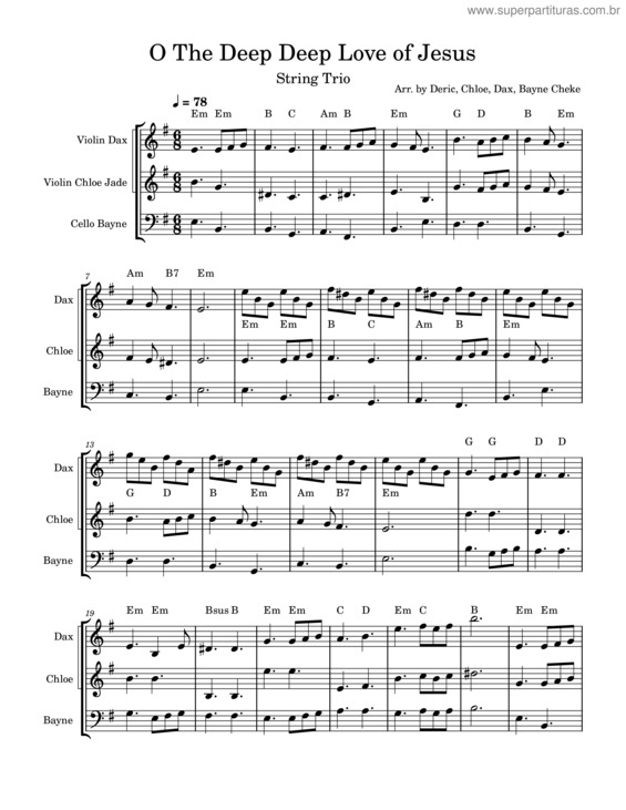 Partitura da música O The Deep Deep Love Of Jesus – Misc Praise Songs O The Deep Deep Love Of Jesus – String Trio