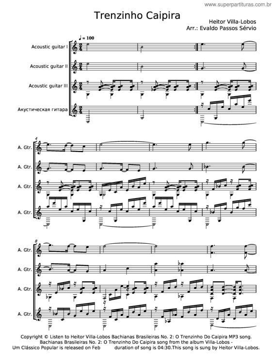 Partitura da música O Trenzinho Caipira – Heitor Villa–Lobos v.2