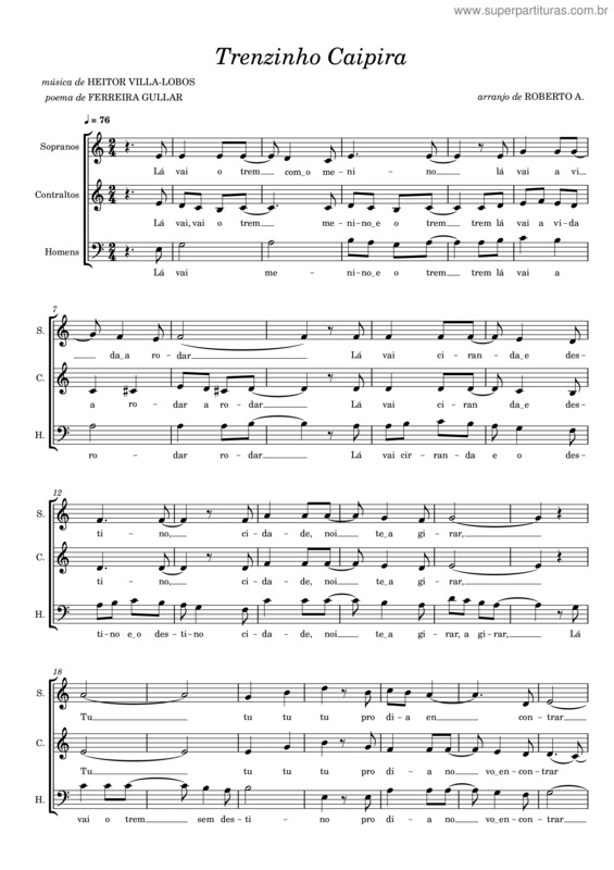 Partitura da música O Trenzinho Caipira – Heitor Villa–Lobos v.3