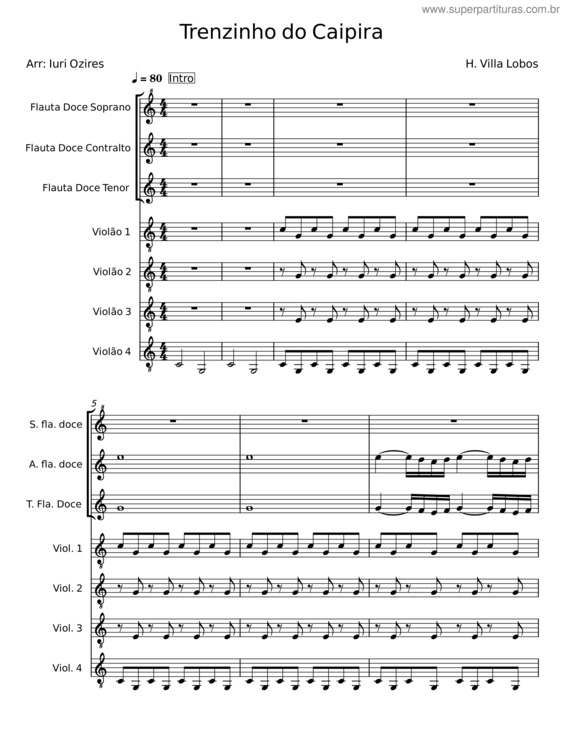 Partitura da música O Trenzinho Do Caipira – H. Villa–Lobos v.3