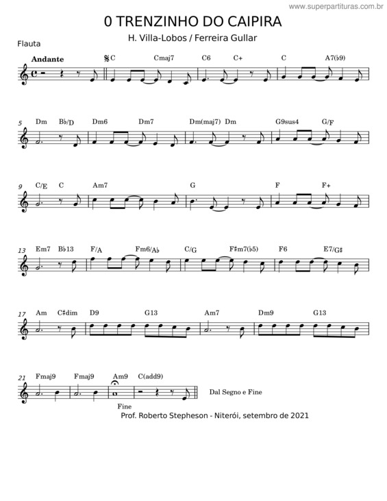 Partitura da música O Trenzinho Do Caipira – H. Villa–Lobos