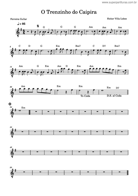 Partitura da música O Trenzinho Do Caipira – Heitor Villa–Lobos O Trenzinho Do Caipira