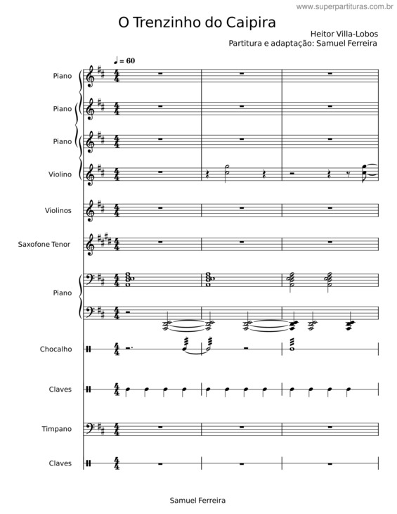 Partitura da música O Trenzinho Do Caipira – Heitor Villa–Lobos v.2