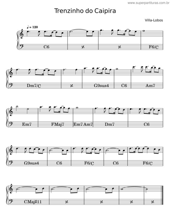 Partitura da música O Trenzinho Do Caipira – Heitor Villa–Lobos v.3