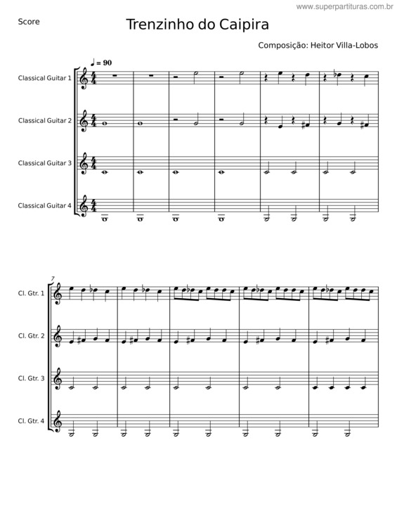 Partitura da música O Trenzinho Do Caipira – Heitor Villa–Lobos v.4