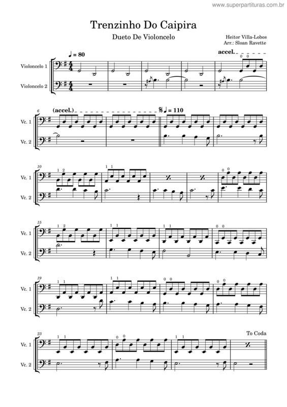 Partitura da música O Trenzinho Do Caipira – Heitor Villa–Lobos v.6