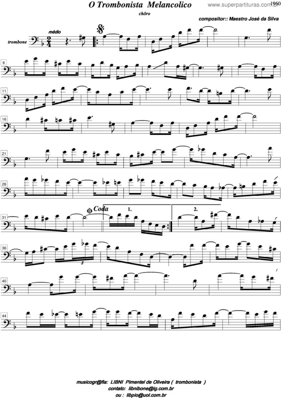 Partitura da música O Trombonista Melancólico