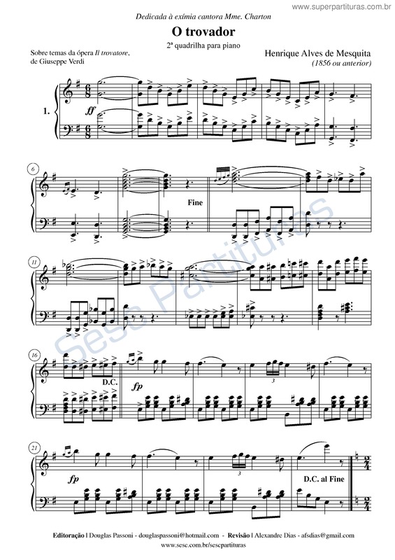 Partitura da música O trovador v.2