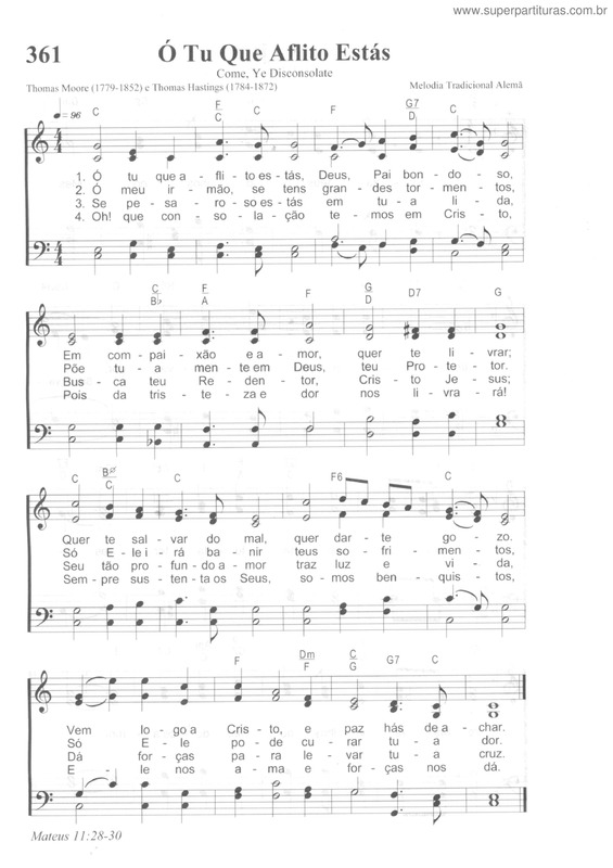 Partitura da música Ó Tu Que Aflito Estás