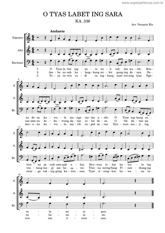 Partitura da música O Tyas Labet Ing Sara Ka 336 Sa Br