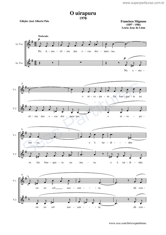 Partitura da música O uirapuru