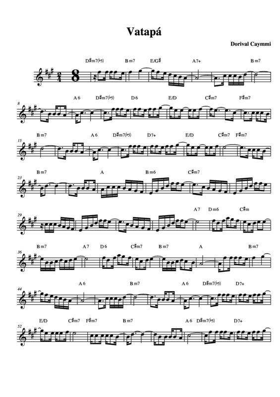 Partitura da música O Vatapá