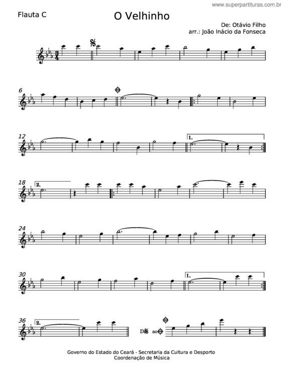 Partitura da música O Velhinho – Otávio Babo Filho v.2