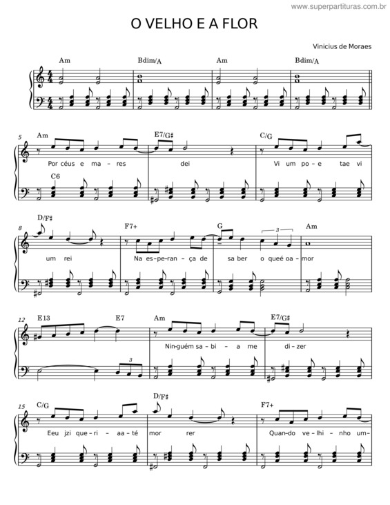 Partitura da música O Velho E A Flor – Vinícius De Moraes