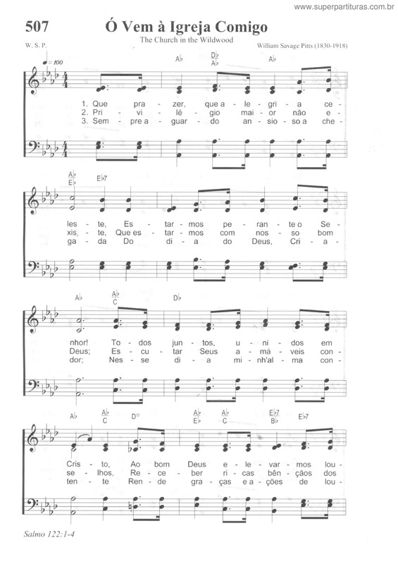 Partitura da música Ó Vem À Igreja Comigo