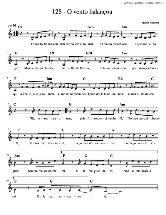 Partitura da música O Vento Balançou