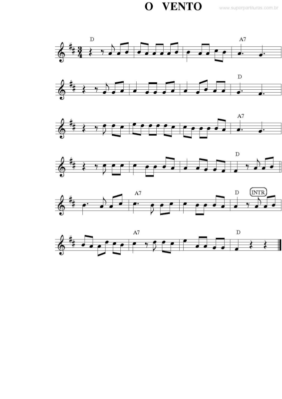 Partitura da música O Vento v.2