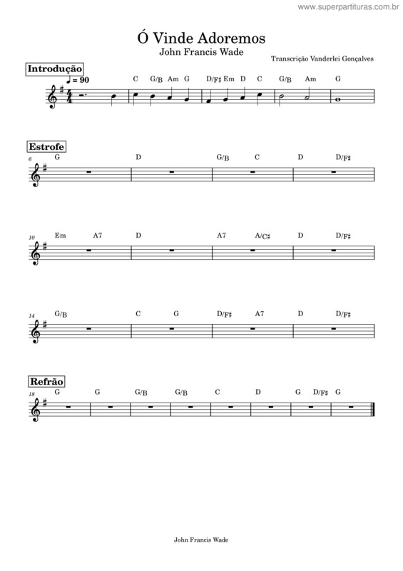 Partitura da música Ó Vinde Adoremos v.2