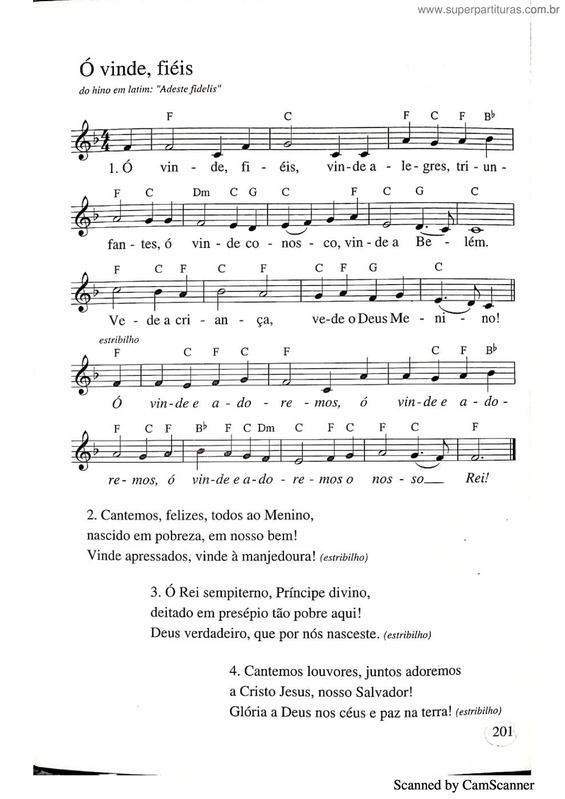 Partitura da música Ó Vinde Fiéis