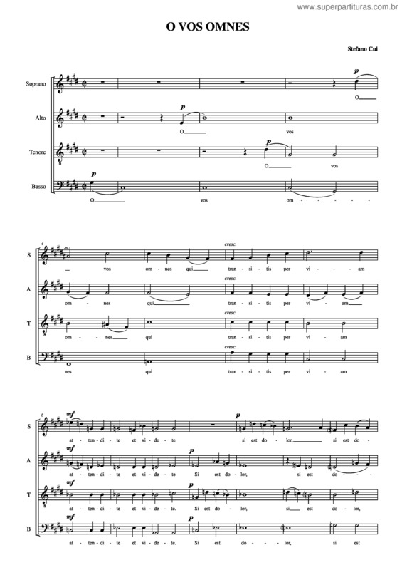 Partitura da música O vos omnes