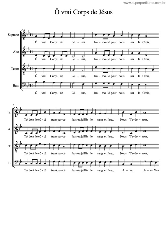 Partitura da música Ô Vrai Corps De Jésus