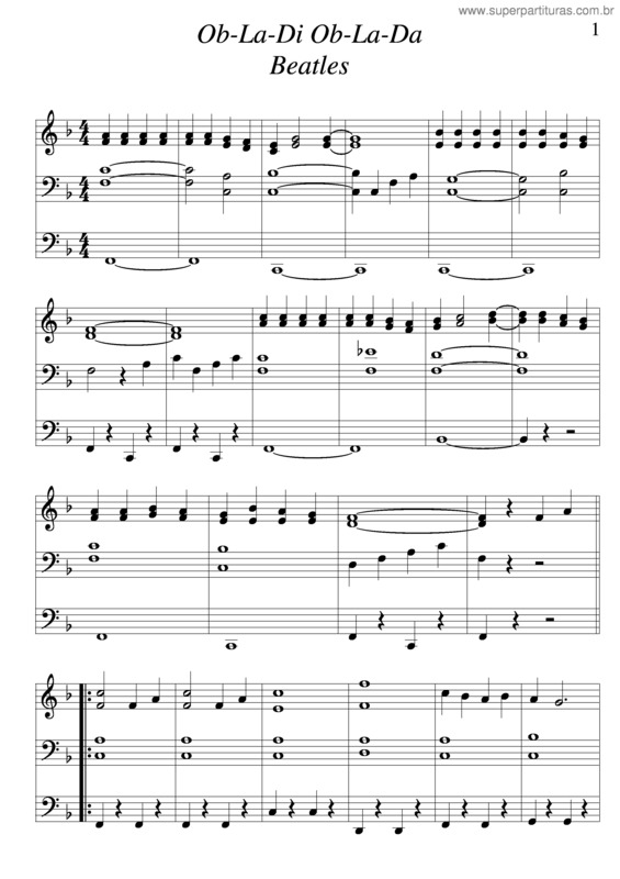 Super Partituras - Ob-La-Di Ob-La-Da v.4 (Beatles), com cifra