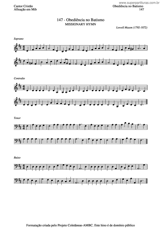 Partitura da música Obediência No Batismo v.3