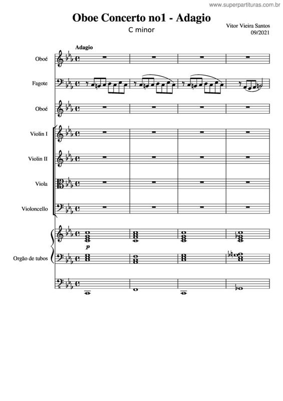 Partitura da música Oboe Concerto No1 – Adagio