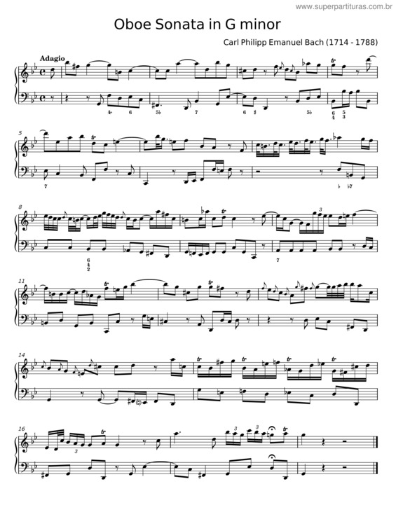 Partitura da música Oboe Sonata In G Minor, H.549 – Carl Philipp Emanuel Bach