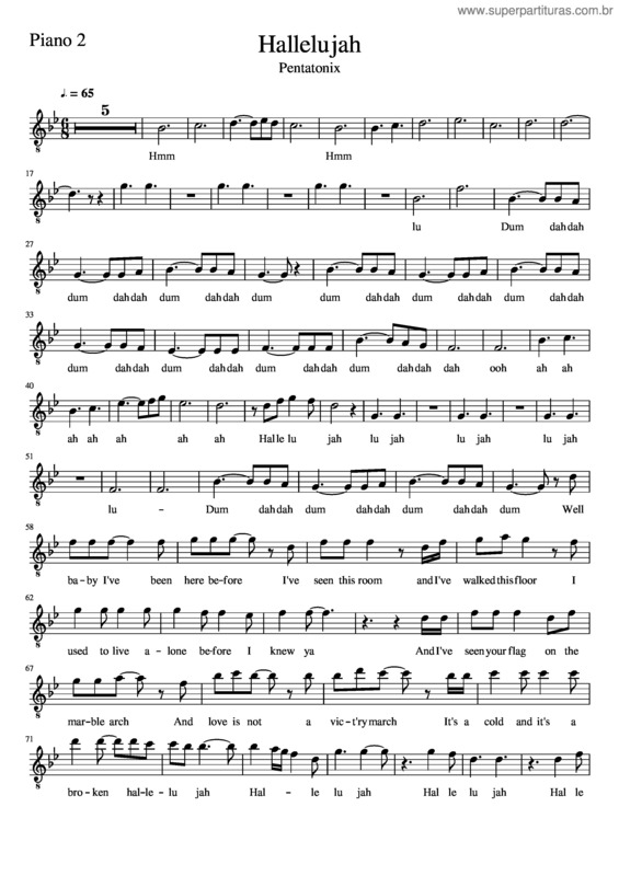 Partitura da música Oboe