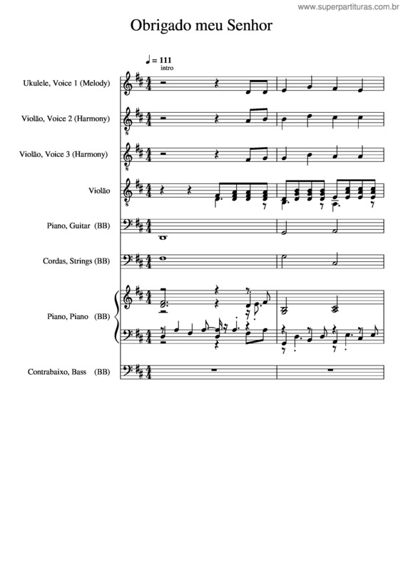 Partitura da música Obrigado Meu Senhor