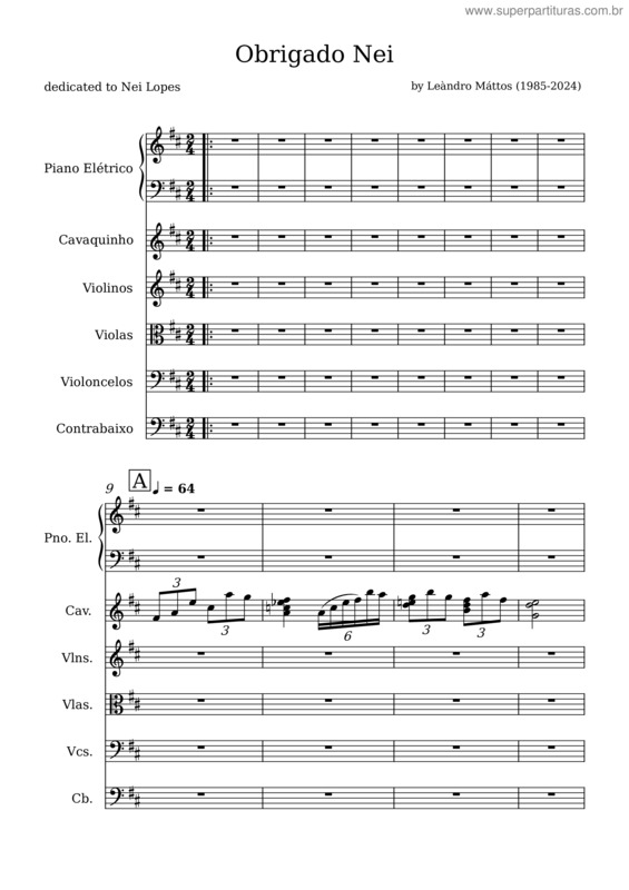 Partitura da música Obrigado Nei