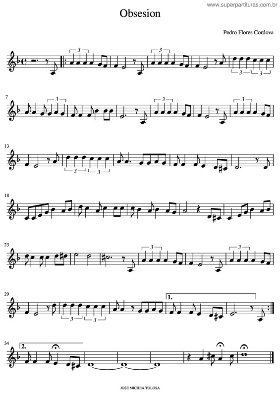 Partitura da música Obsesion v.2