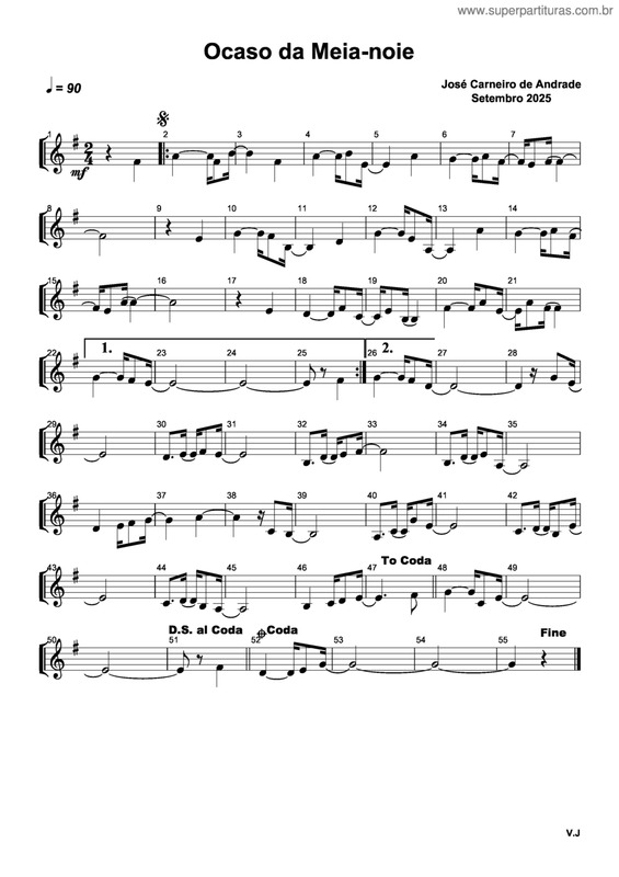 Partitura da música Ocaso Da Meia-Noite