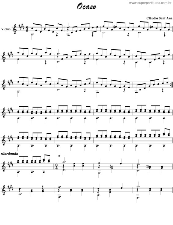 Partitura da música Ocaso v.2