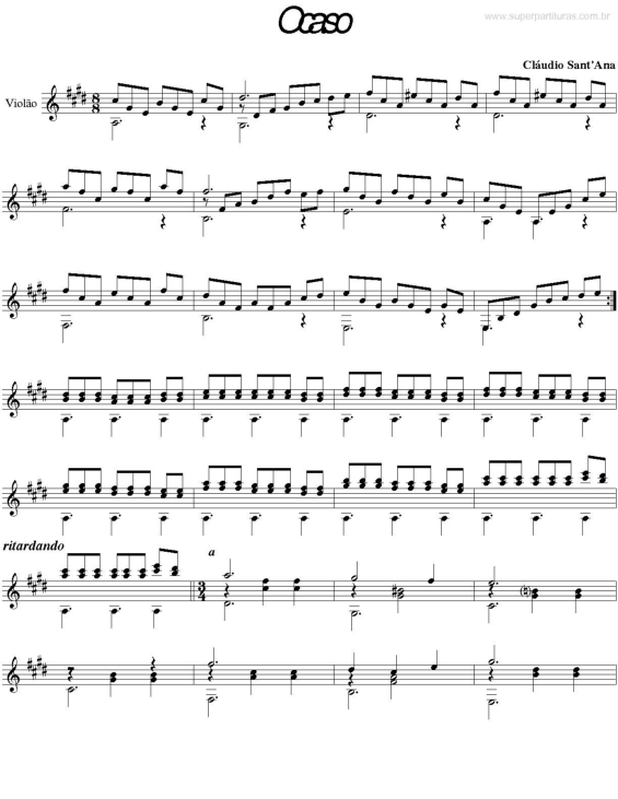 Partitura da música Ocaso