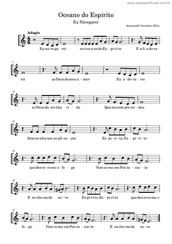 Partitura da música Oceano Do Espírito