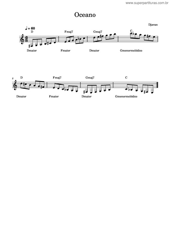 Partitura da música Oceano Escalas Parte C
