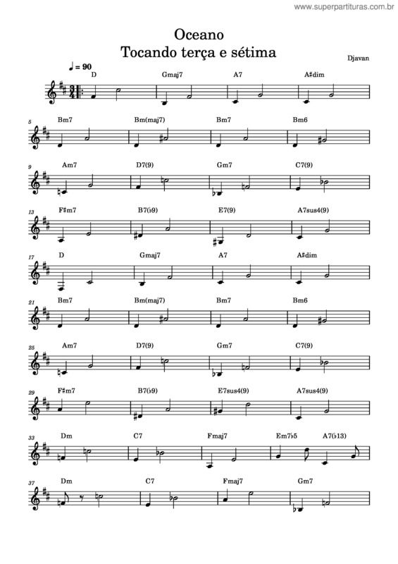 Partitura da música Oceano Tocando Terça E Sétima