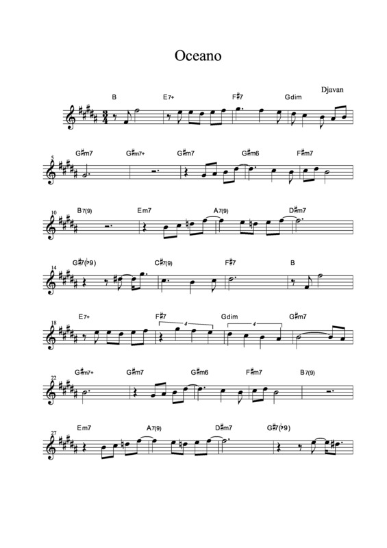 Partitura da música Oceano v.13