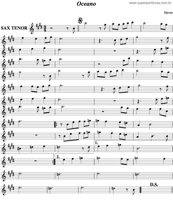 Partitura da música Oceano v.16