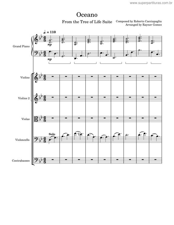 Partitura da música Oceano v.18