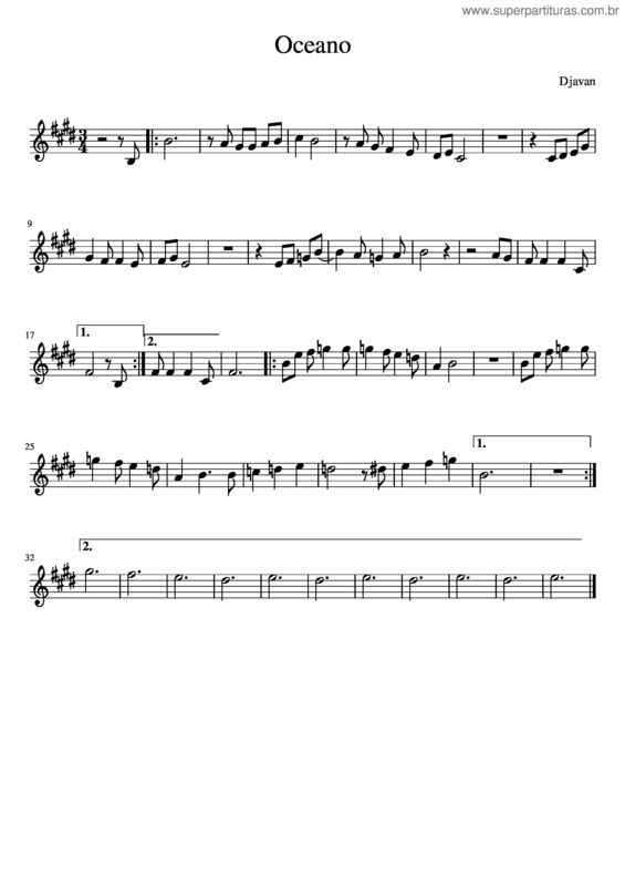 Partitura da música Oceano v.19