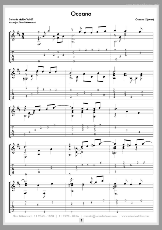 Partitura da música Oceano v.3